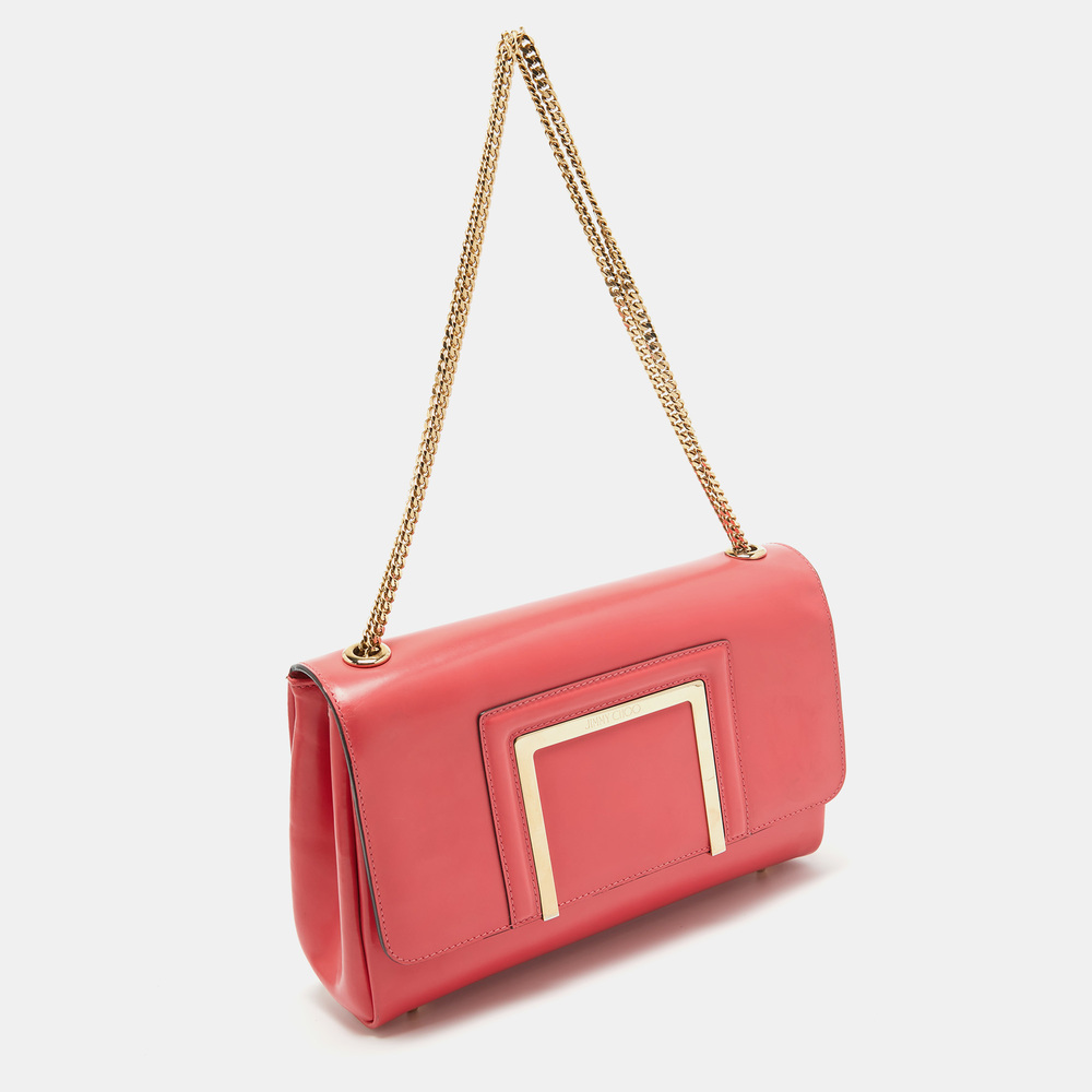 JIMMY CHOO Coral Pink Leather Alba Shoulder Bag - Picture 3 of 8